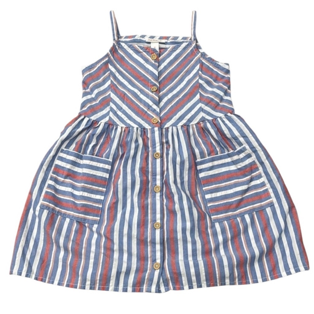 Girls 5T Cat & Jack Striped Dress Red White Blue Sleeveless
